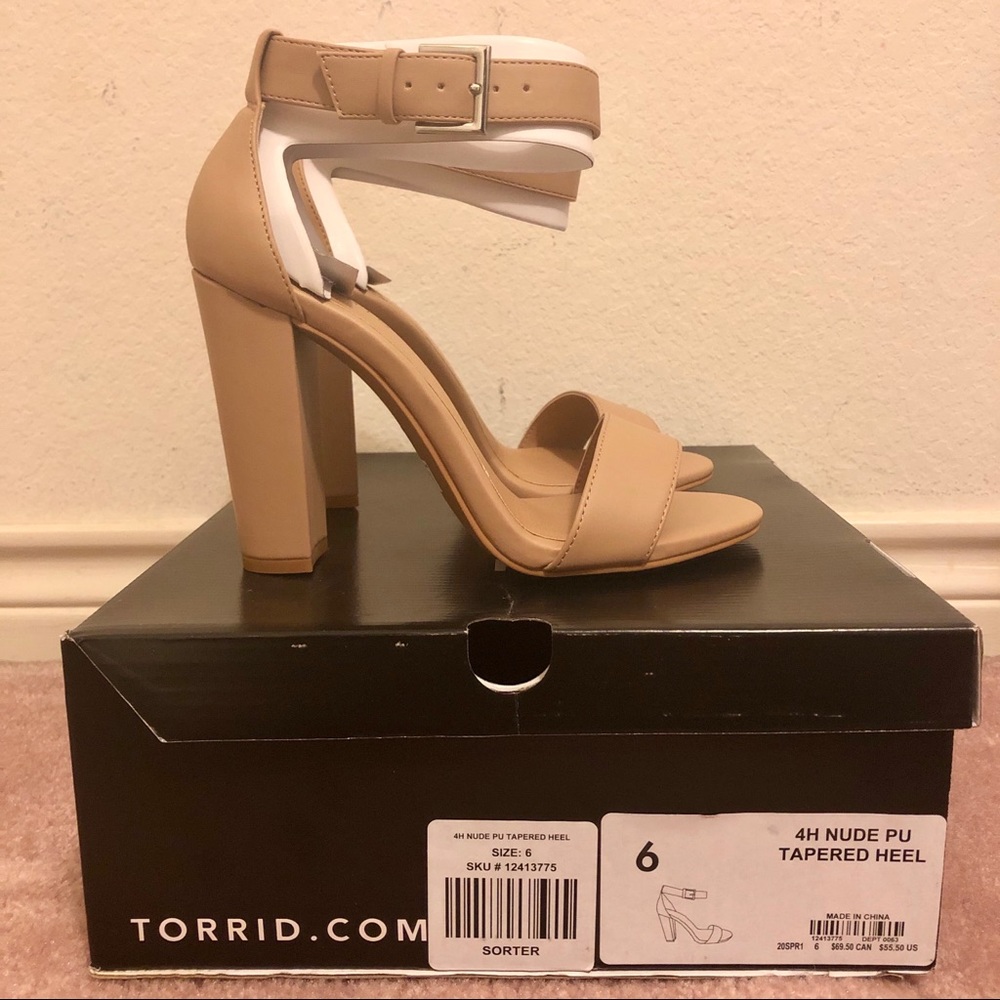 Torrid Nude Tapered Heel US 6, Ankle Buckle, New